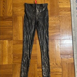 Spanx Faux Leather Leopard Leggings